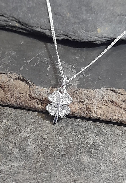 SP488BC - 4 LEAF CLOVER CZ PENDANT 9MM