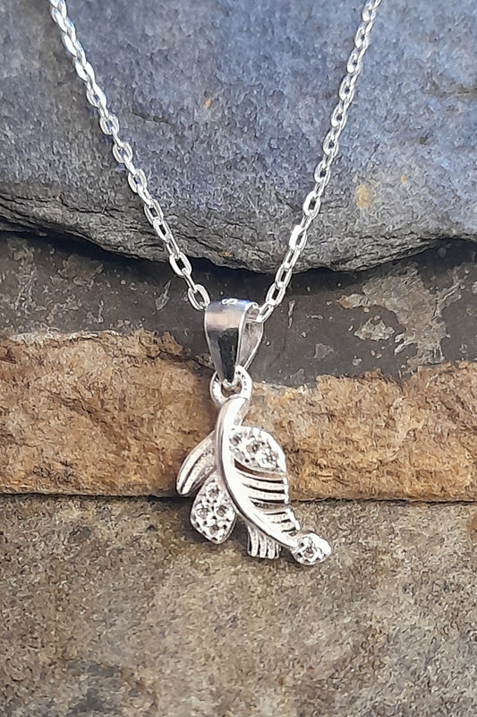 SP494BC - CZ LEAF PENDANT 10MM