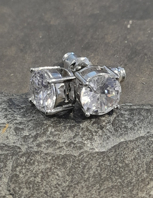 SS848B - 7MM WATERPROOF CZ PLATED STUD